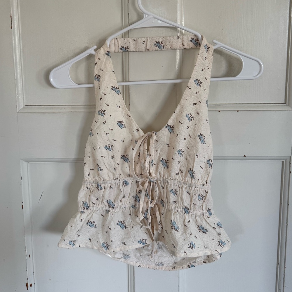 NWT Kirious Los Angeles floral tie front halter top size‎ xs